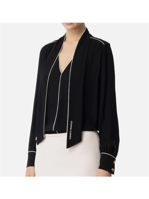 SHIRT WITH SCARF AND PIPING ELISABETTA FRANCHI | CA10451E2685 nero/burro